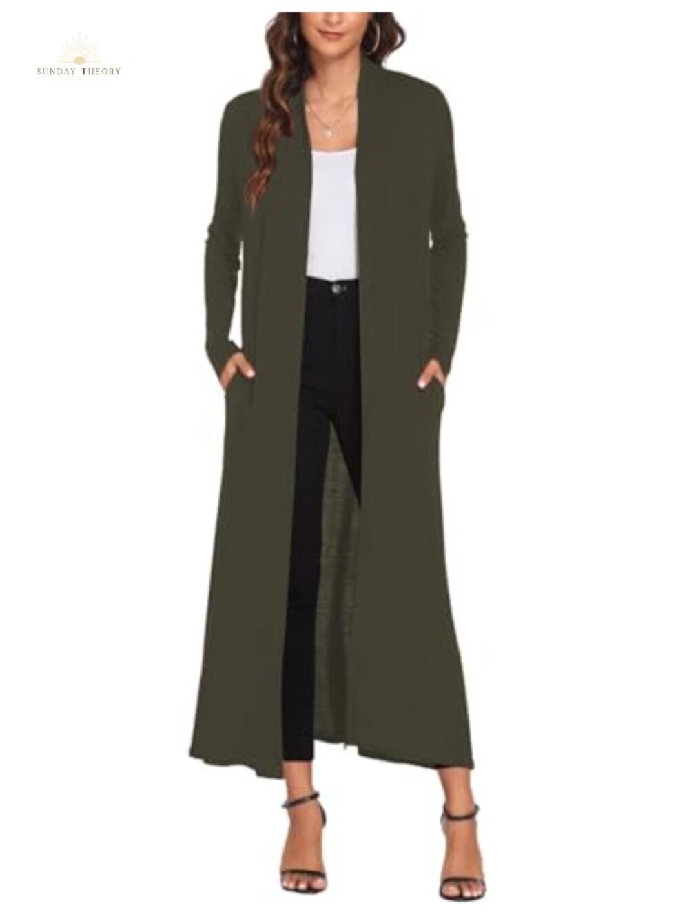 Women's Lightweight Floor Length Open Front Cardigan Duster with Pockets